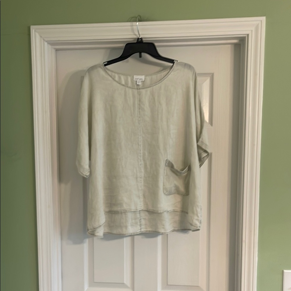 PureJill Garnent Dyed Linen Top-Sz L Petite